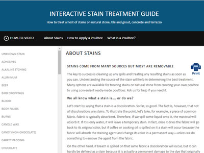 Interactive Hard Surface Stain Guide